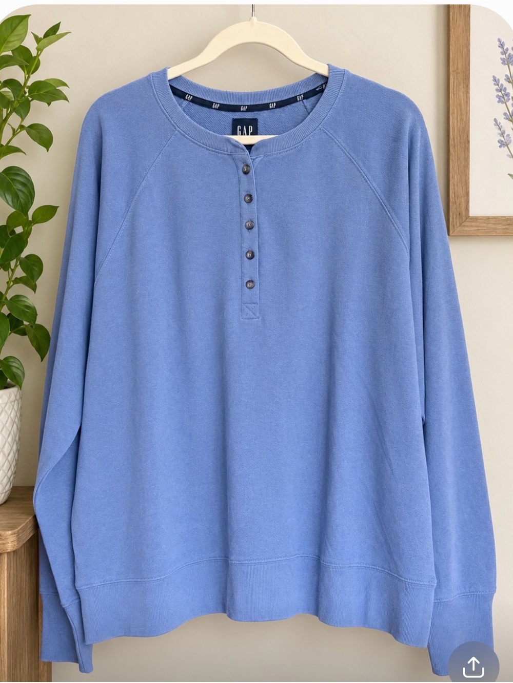GAP Woman Blue Henley Sweatshirt